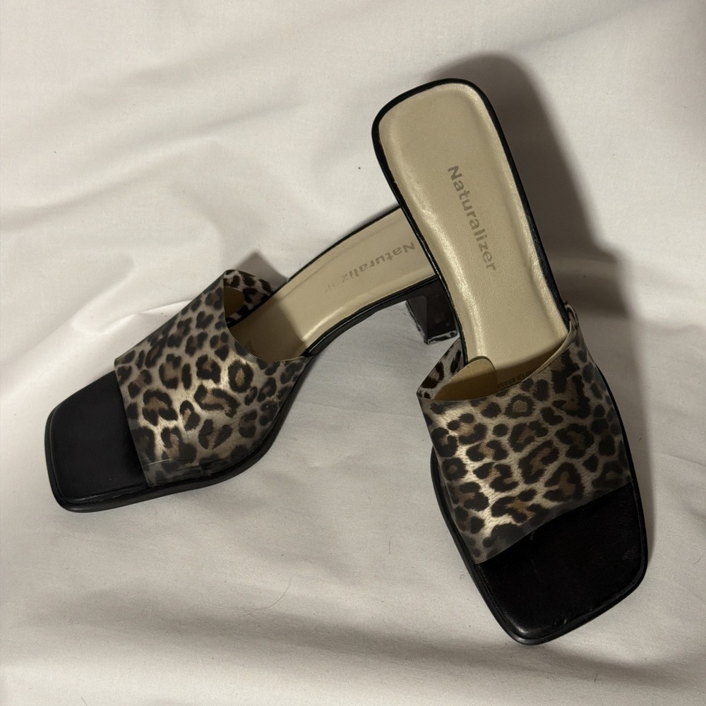 Naturalizer‎ Women's Open Toe Sandle Slip On Mule Cheetah Print Size 8